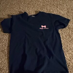 Simply Southern Navy Short Sleeve Tee with Pink Bow Chest Logo! Only wore 1! XS!